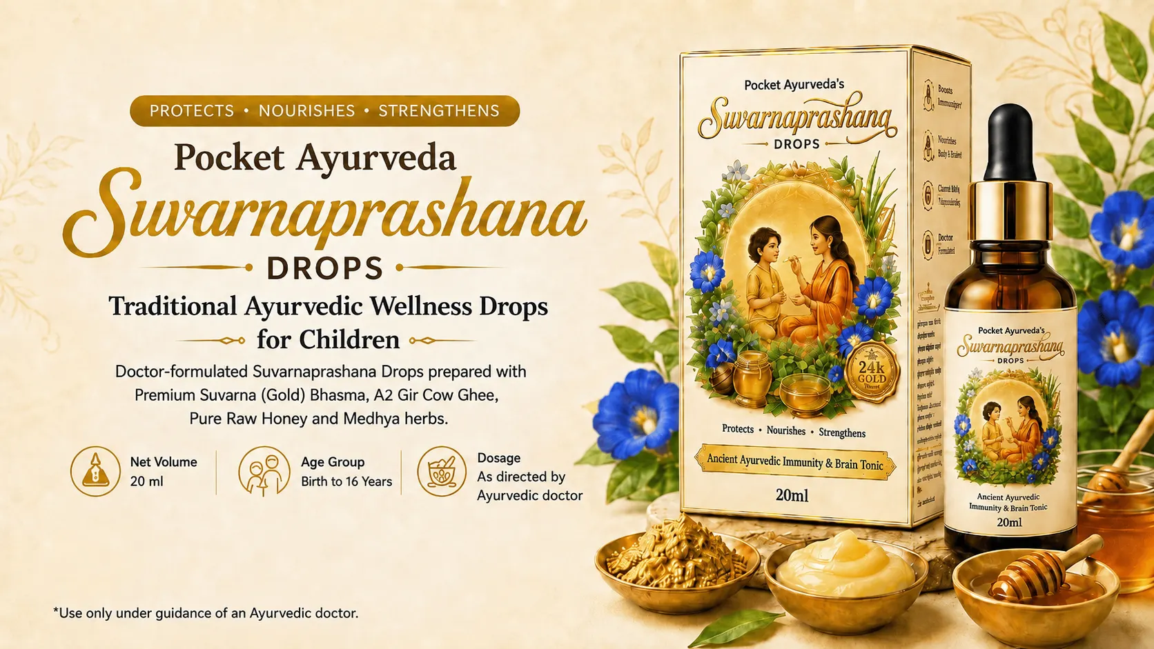 Pocket Ayurveda Suvarnaprashana Drops Bottle